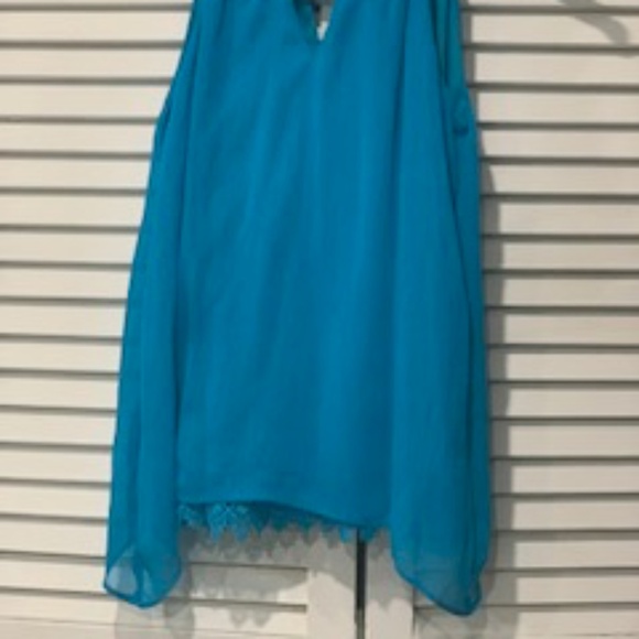 Summery Sleeveless Blouse, AB STUDIO, Size Small, Turquoise - Picture 5 of 5